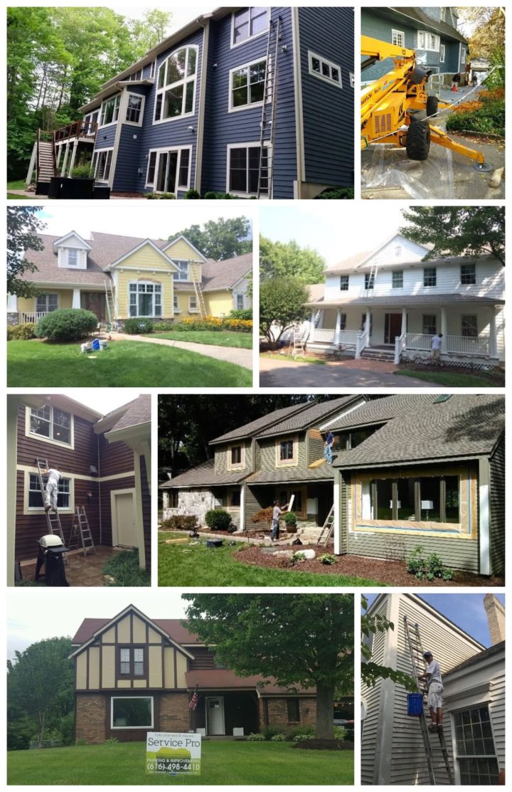 Collage of house exteriors being painted